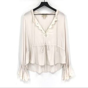 CLEOBELLA Scallop Crochet Blouse Ivory L